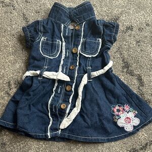 Stylish Denim Kids Dress with Embroidered Detail